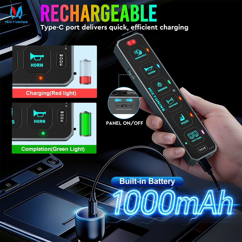 MS-Wireless 197FT RGB Switch Panel Toggle Momentary Circuit Relay Control System