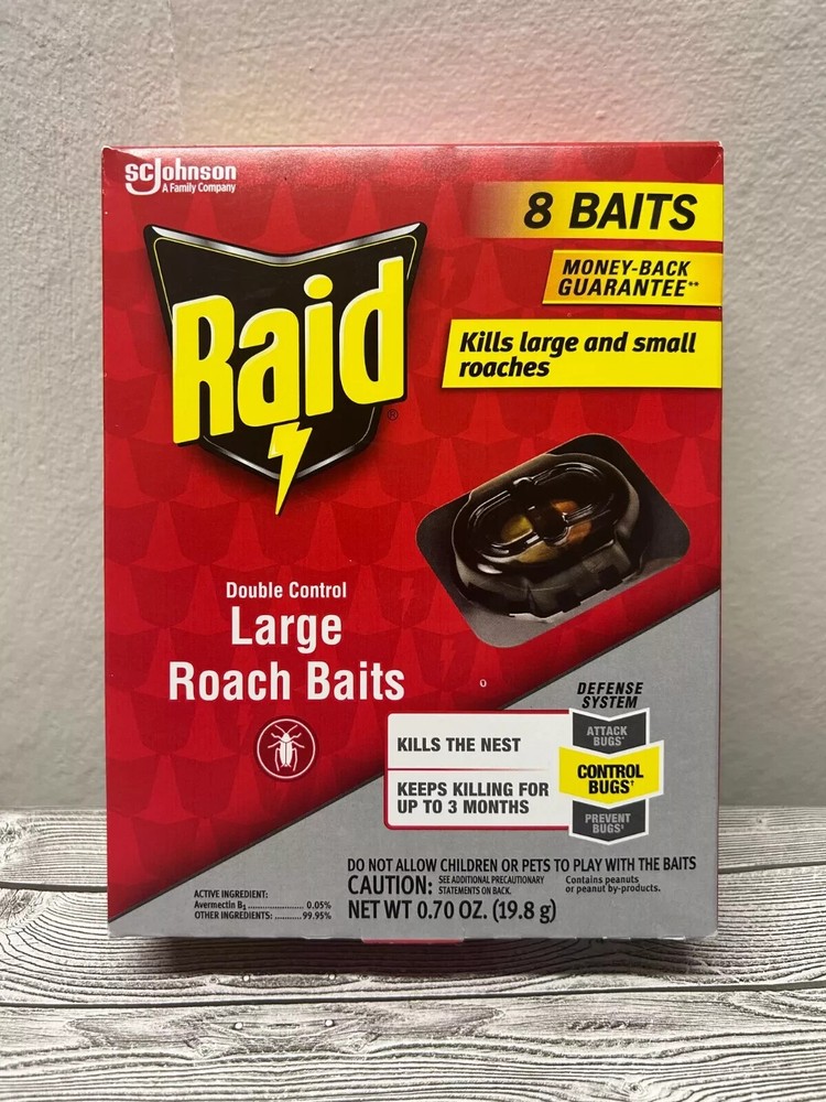 Raid Double Control Large Roach Baits Contains 8 Baits Kills for 3 Months - New