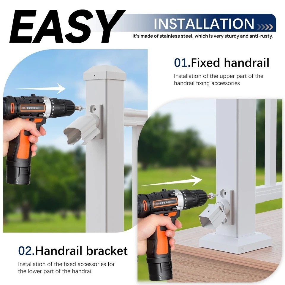 4 Pack Aluminum Deck Railing Bracket Connector, Adjustable Railing Bracket, W...