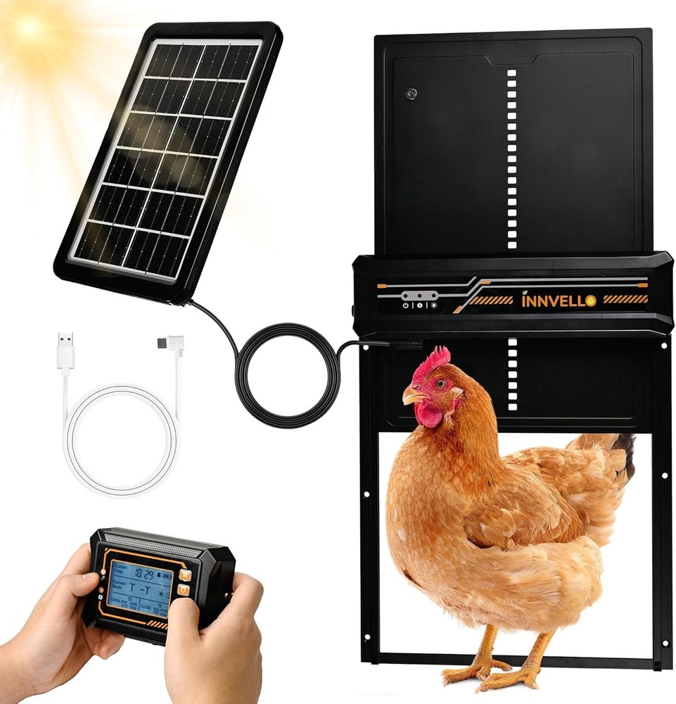 Solar Automatic Chicken Coop Door w/ Remote, Timer & Light Sensor  Anti-Pinch