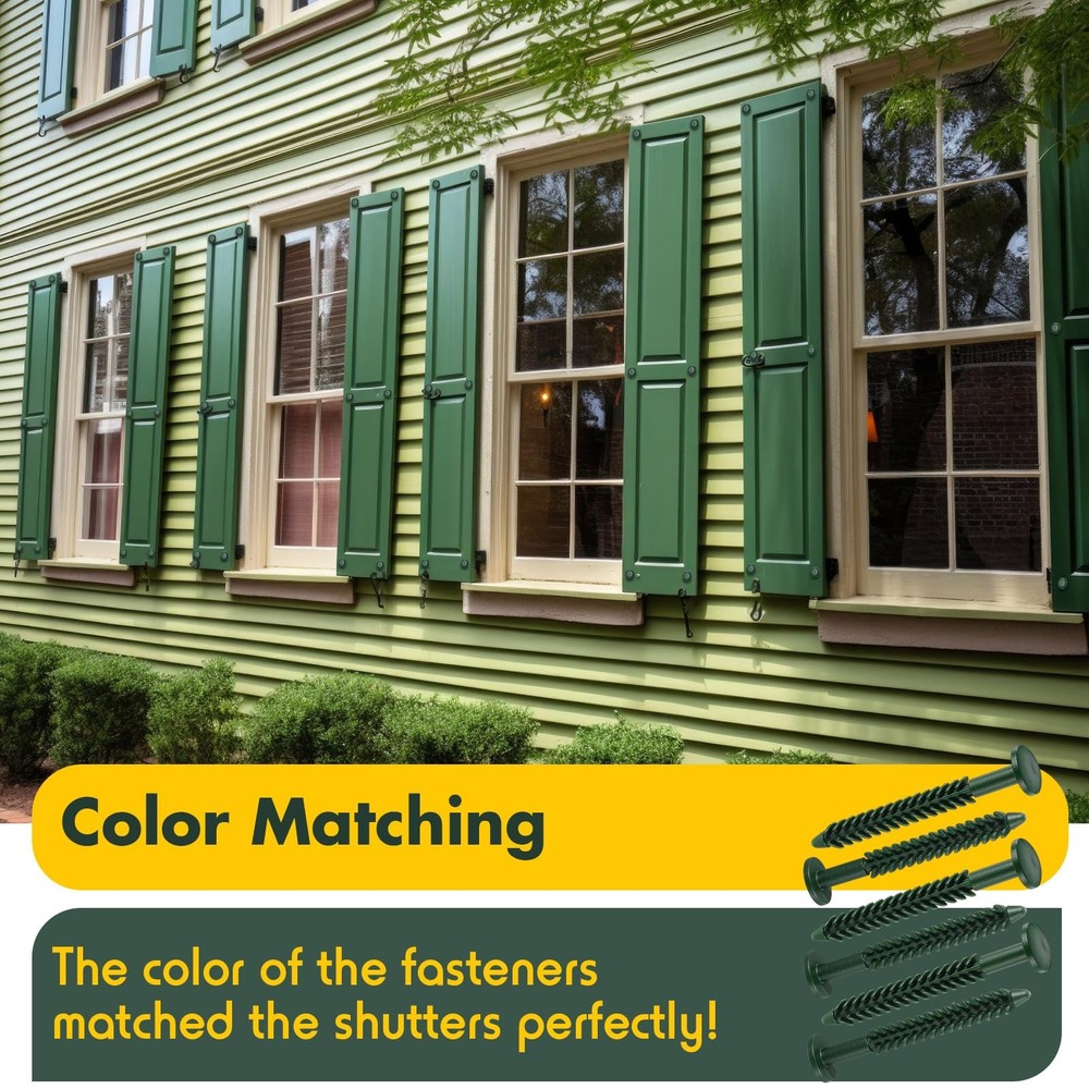 12 Pack Vinyl Shutter Fasteners Plastic Shutter Screws Window Color Forest Green