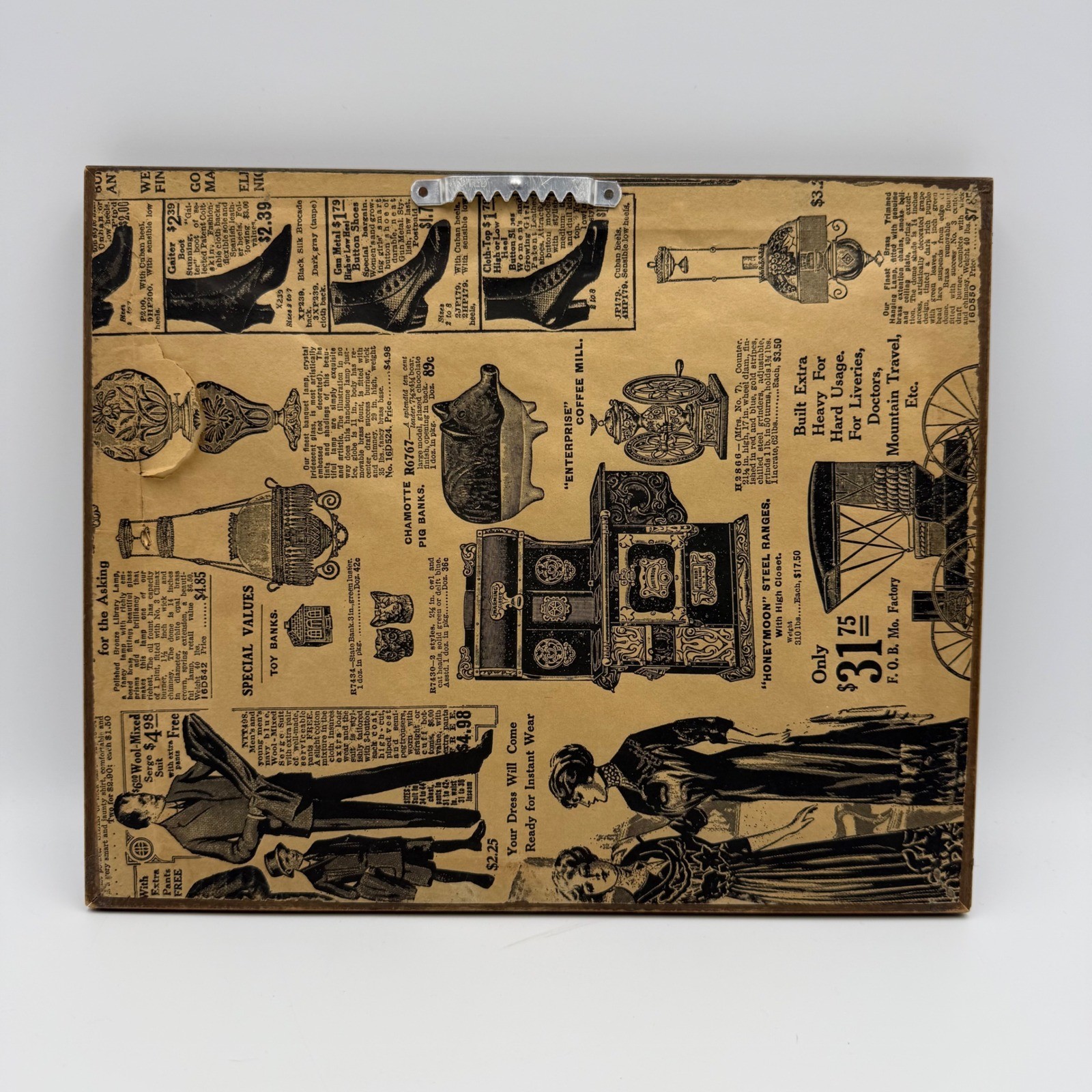 Vintage Handmade Framed Train Art Watch Gears & Findings