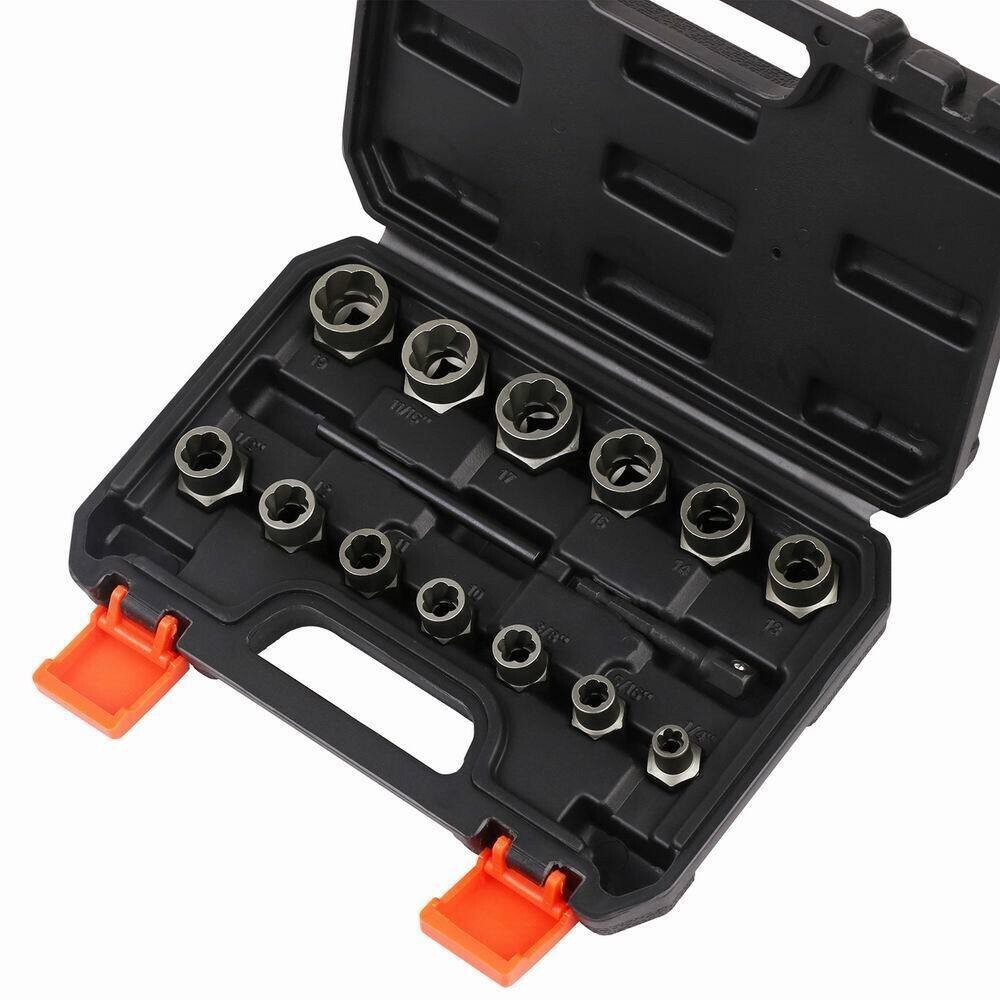 Impact Bolt Extractor Set Nut Remover Set Stripped Extraction Socket Tools 15pcs