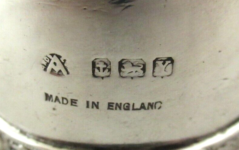 Antique English Sterling Silver Napkin Ring "TP" initials engraving, dated 1948