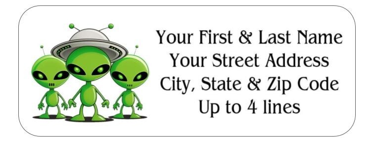 150 Alien UFO Space Man Mailing Return Address Labels Personalized