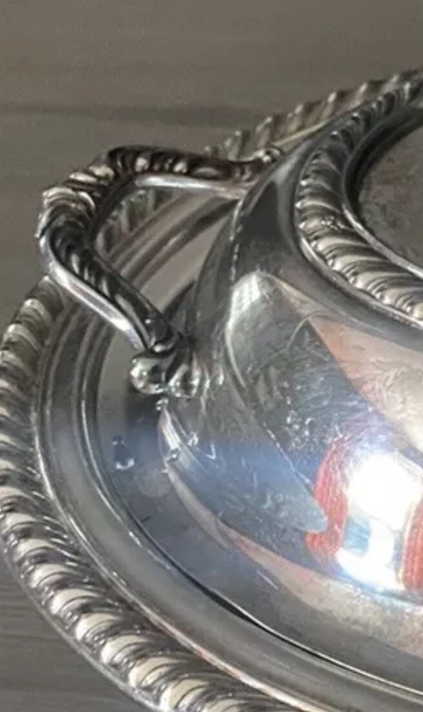 Vintage Silver Plate Serving Dish With Cover