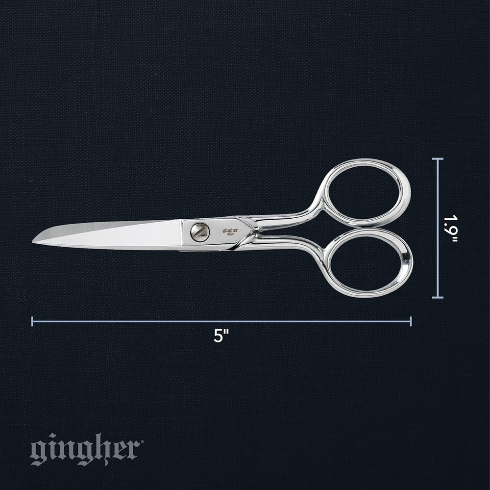 Gingher 5" Sewing Scissors - Knife-Edge Blades, Durable, Craft Scissors
