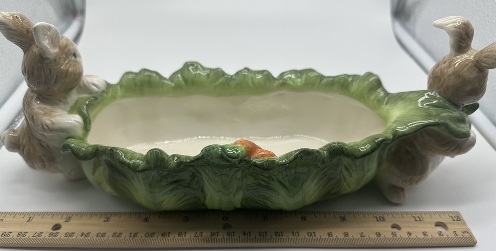Kaldun And Boyle Easter Two Bunnies And Lettuce Serving Dish
