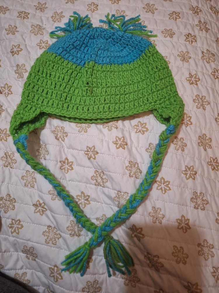 Novelty Bird Crochet Hat Lime Green Handmade