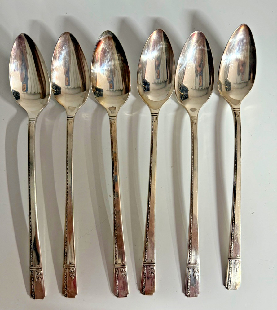 6 Silver Plated Oneida Prestige Ice Tea Spoons