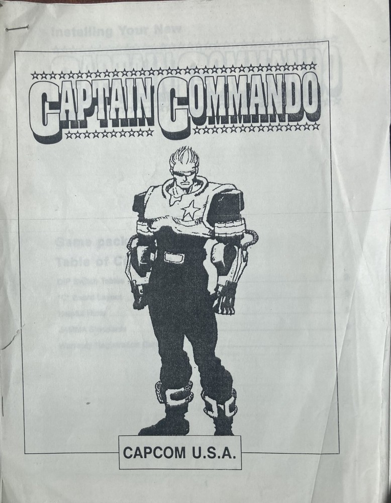 Captain Commando Arcade Game Manual