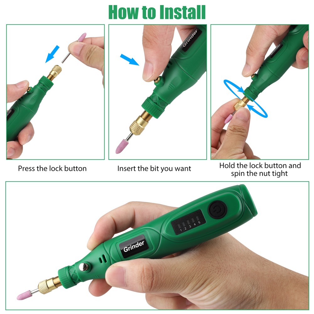 Mini Grinder Rotary Tool Polishing Drill Kit Variable Speed w/24pcs Accessories
