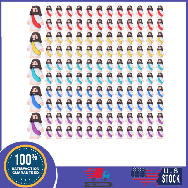 Barydat 200 Mini Jesus Figurines Bulk Tiny Rubber Toys for Easter, Baptism, Chur