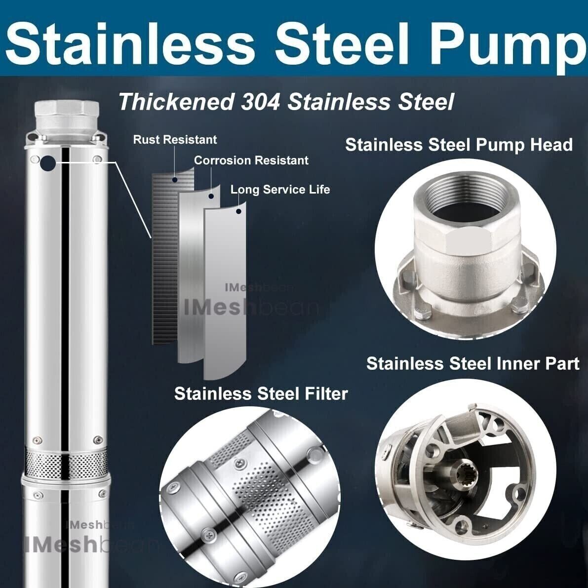 1HP 4'' Deep Well Submersible Pump 207' 33GPM 110V Stainless Steel w/Control Box