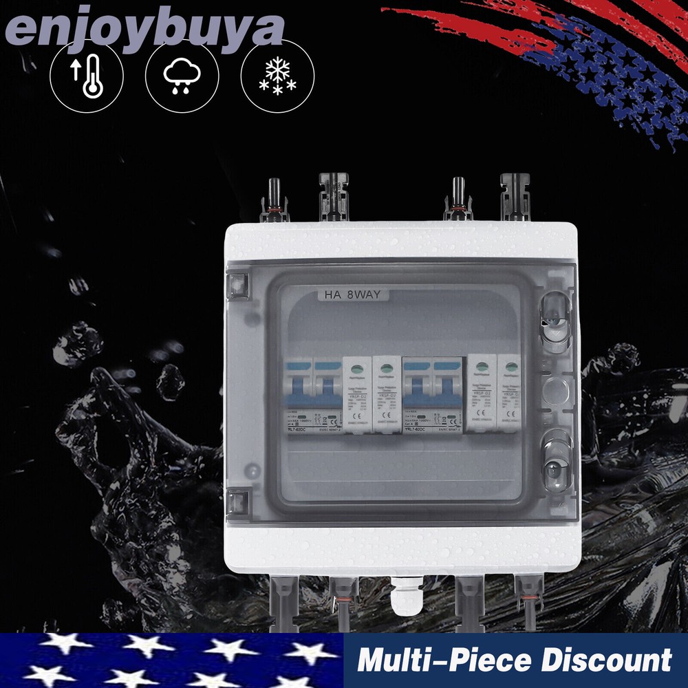 Solar Combiner Box with 2 Inputs, Overload Protection & Waterproof Design