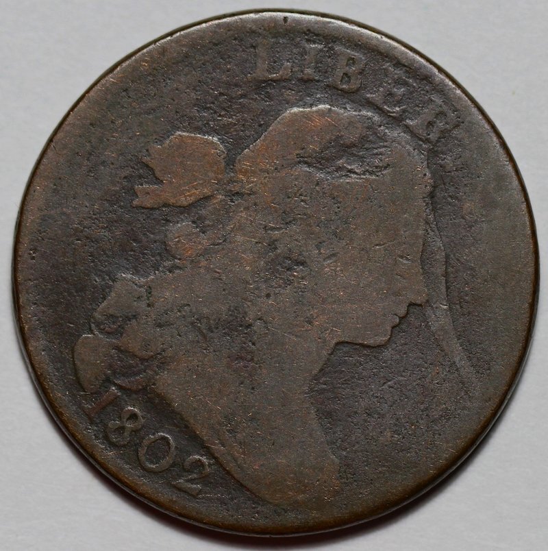 1802 Draped Bust Large Cent - Elephant Trunk - US 1c Copper Coin