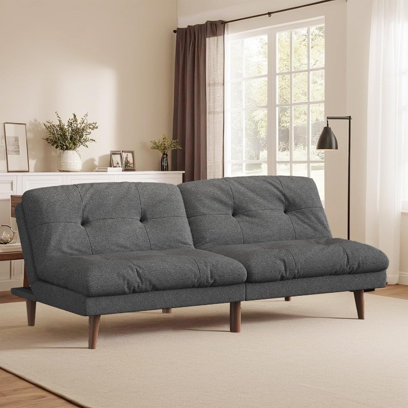Couch Modern Futon Convertible Sleeper Sofa Bed with Adjustable Backrest