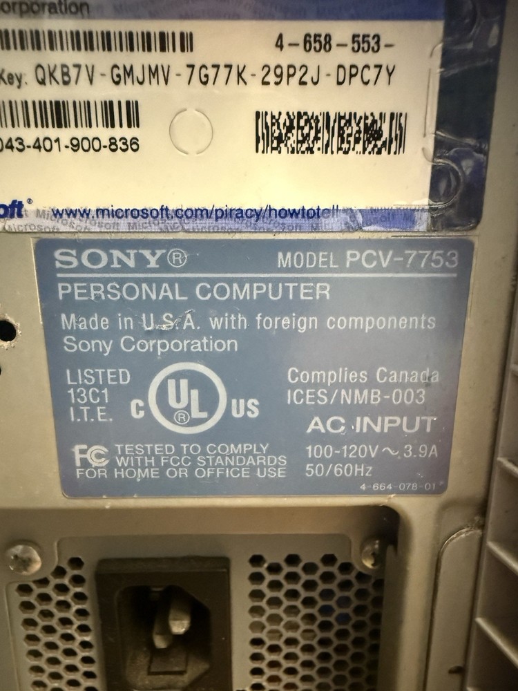 Vintage Sony PCV-7753 Desktop Computer