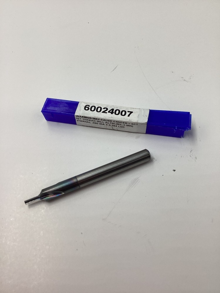 MSC Straight Flute Thread Mill Internal 3FL 1/4" Shank Solid Carbide 60024007
