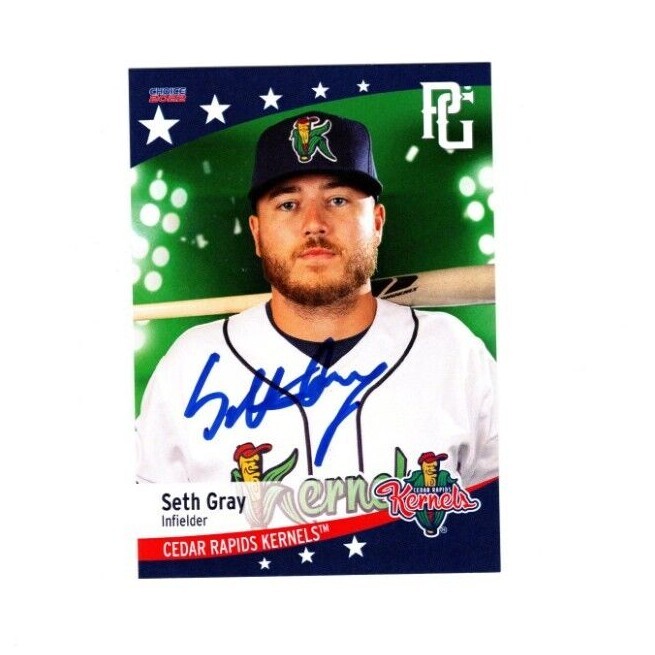 Seth Gray signed autograph 2022 Cedar Rapids Kernels baseball card Springfield b