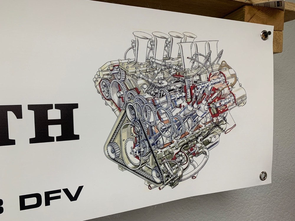 Ford Cosworth DFV Engine Banner Car Workshop Garage Wall Display