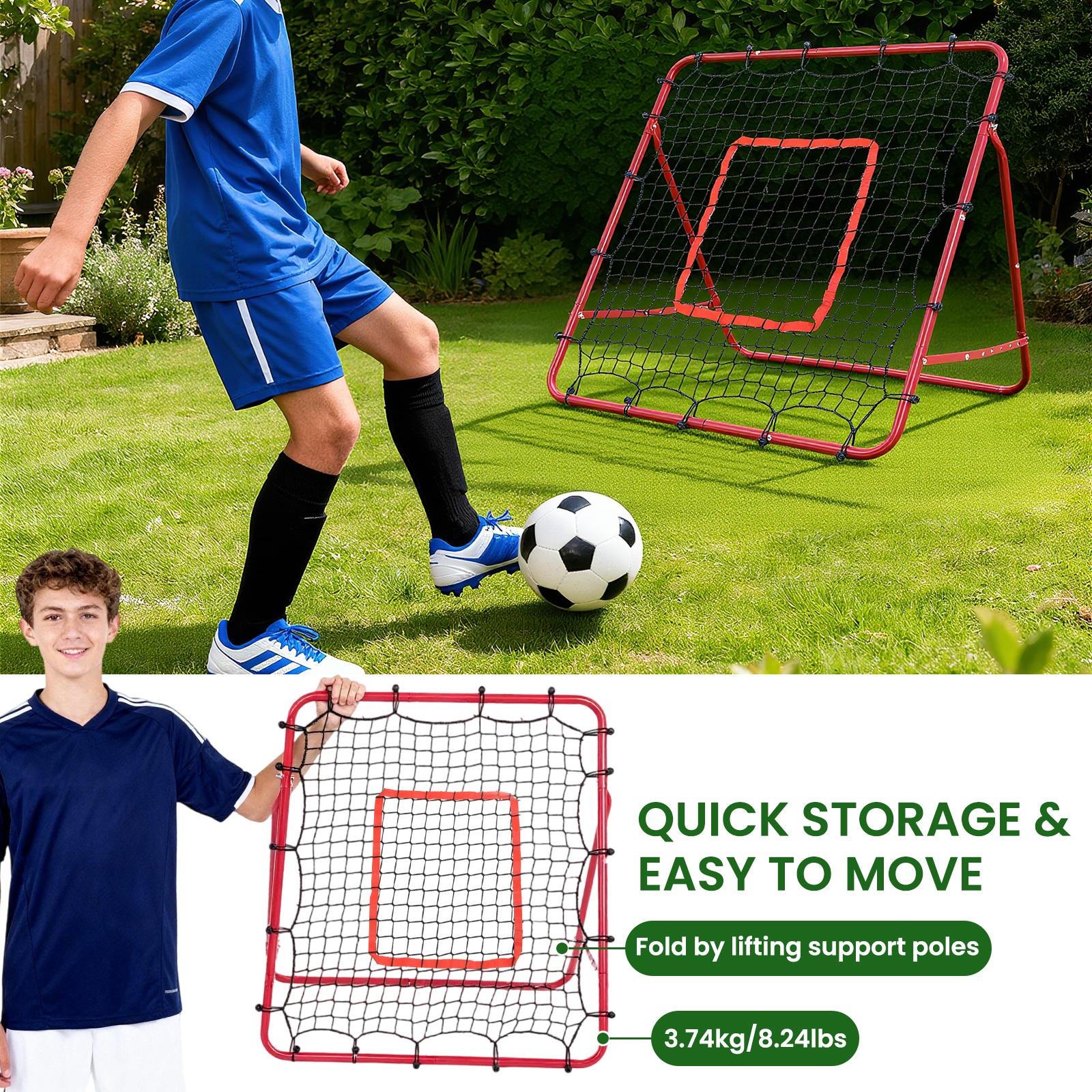 39x39" Baseball Rebounder Net, 5 Angles, Foldable Pitch Back Trainer w/ Stakes