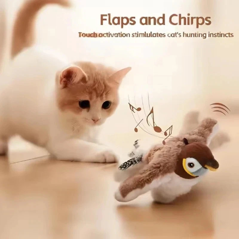USB Interactive Flying Bird Cat Toy Realistic Sparrow Simulation Electronic US