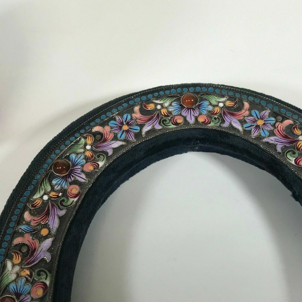 Antique Russian Enamel Silver Picture Frame