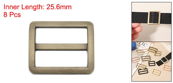 8pcs 1" Adjustable Flat Metal Slide Strap Buckle Bronze