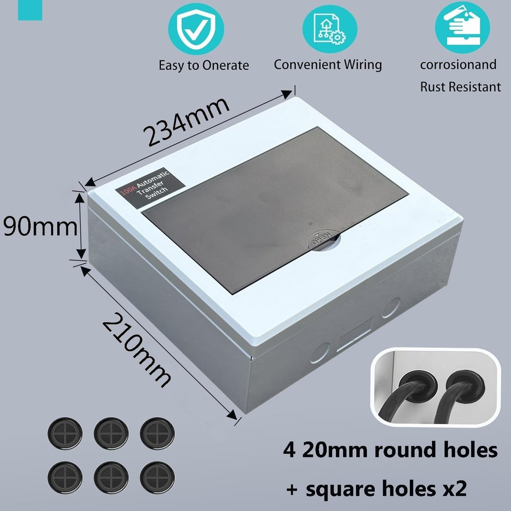 Automatic Generator Transfer Switch 100A 3P 4-Wire 120/240V Automatic/Manual ...