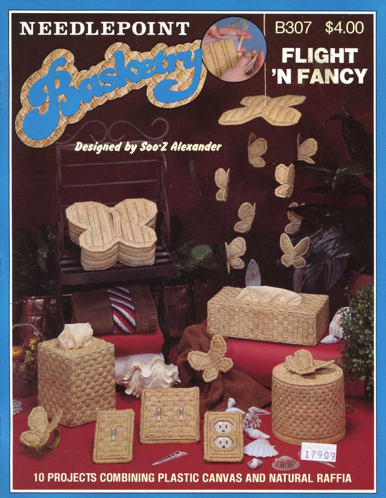 Lot Of 6 Needlepoint Basketry Pattern Booklets 50 Raffia Plastic Canvas Projects