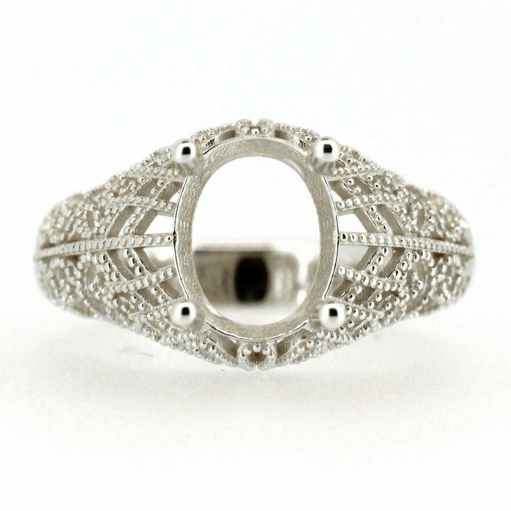 Sterling Silver Semi Mount Ring Setting Oval OV 10x8mm