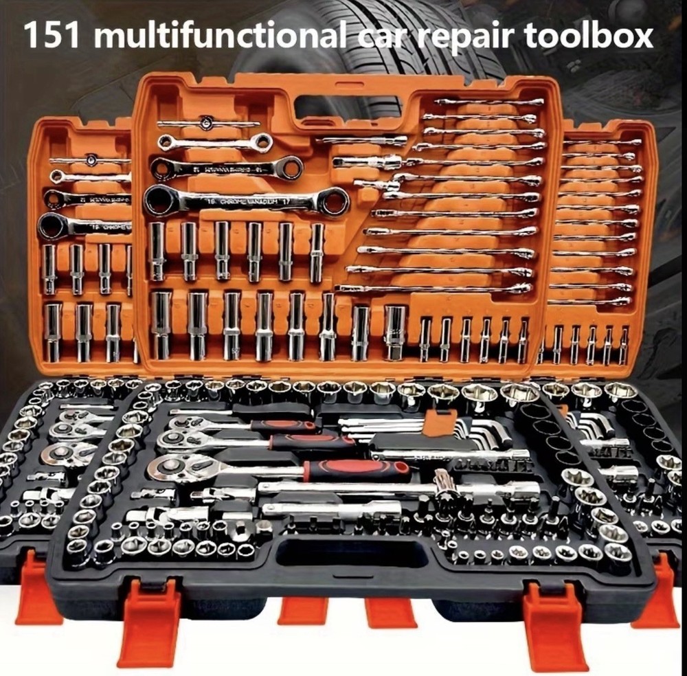 151 Piece Mechanics Tool Set with Socket, Wrench, Ratchet, Box Case