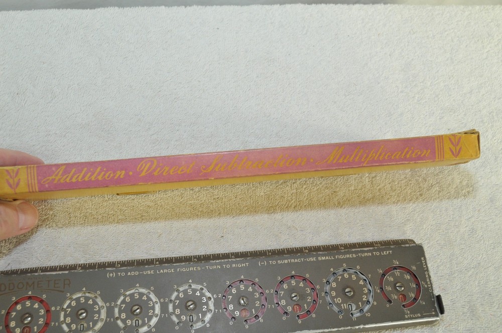 Vintage Addometer Portable Mechanical Adding Machine With Box Stylus Directions