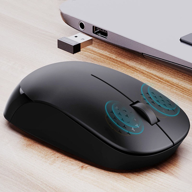 2.4GHz Wireless Mouse Silent With USB Receiver Battery Operated Mouse Black