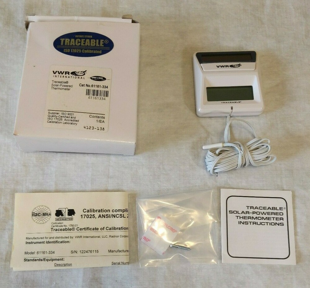 *NEW* VWR 61161-334 Traceable® Solar-Powered Thermometer + Sensor & Cable