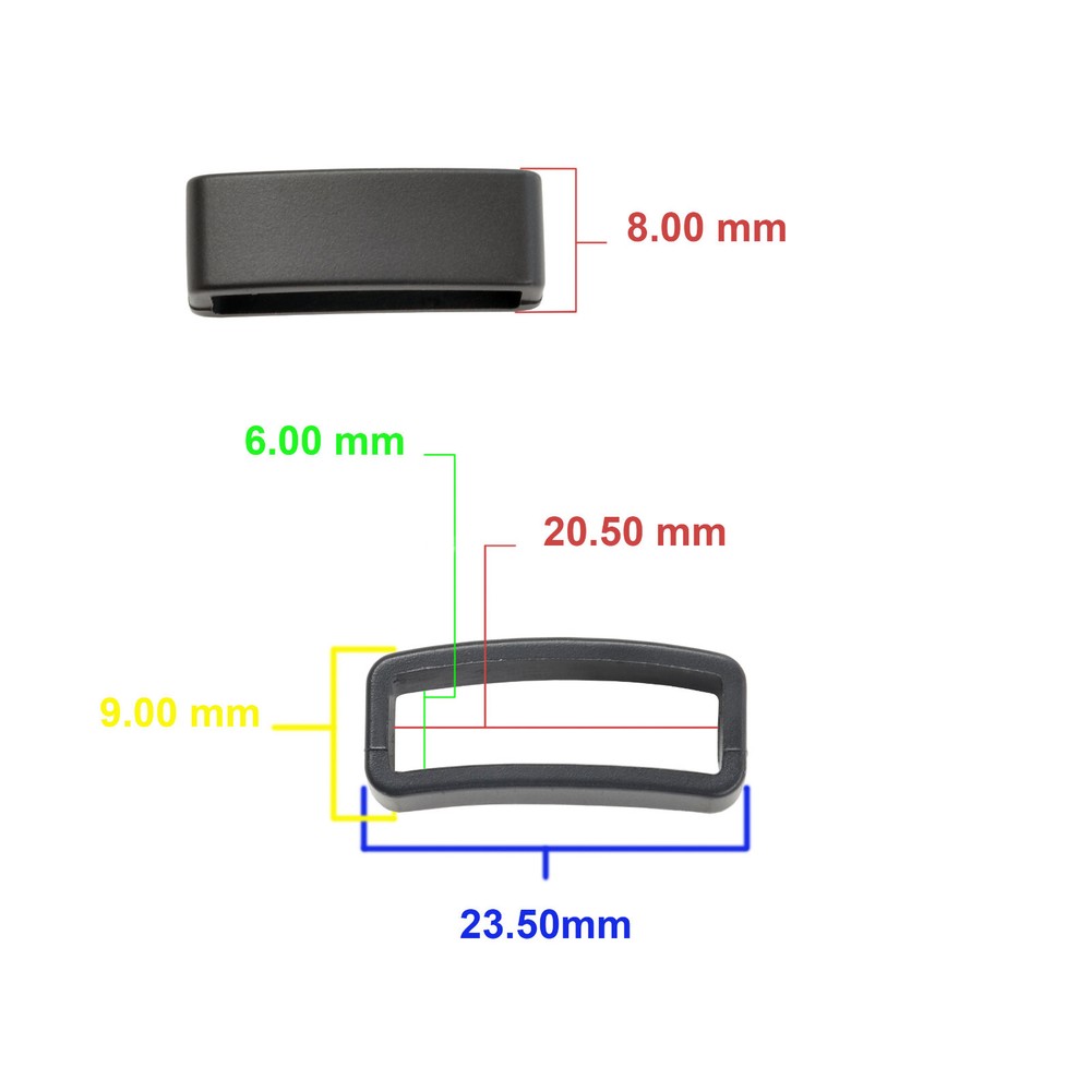 20mm Watch Band Strap Loop/Keeper Black Rubber