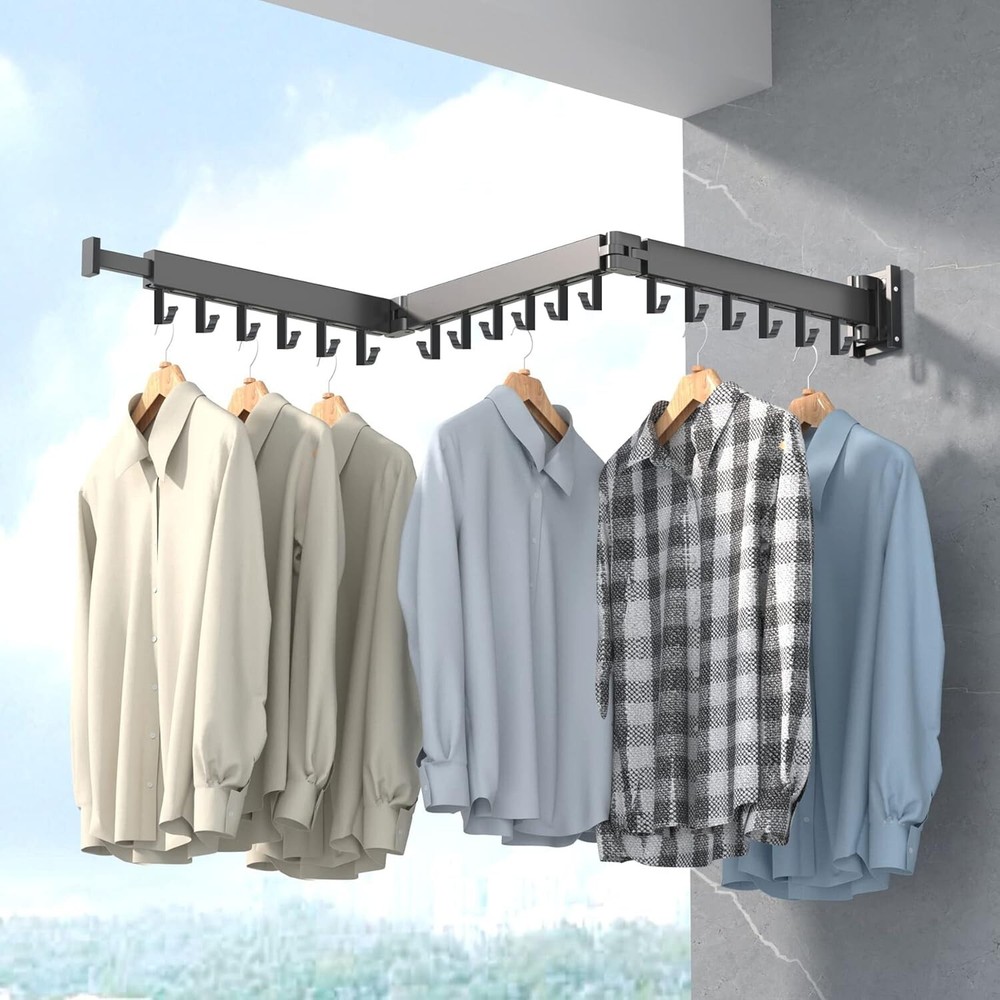 Collapsible Wall-Mounted Drying Rack - Space Saving Aluminum Laundry Solution