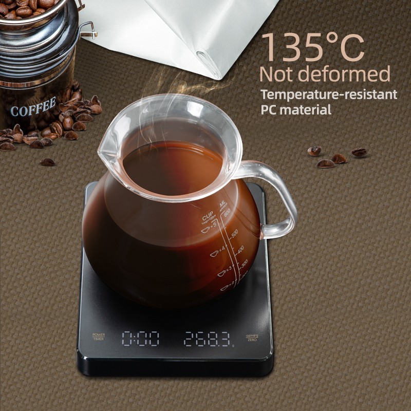 Digital Coffee Scale w/ Timer LED Display High Precision Rechargeable Portable