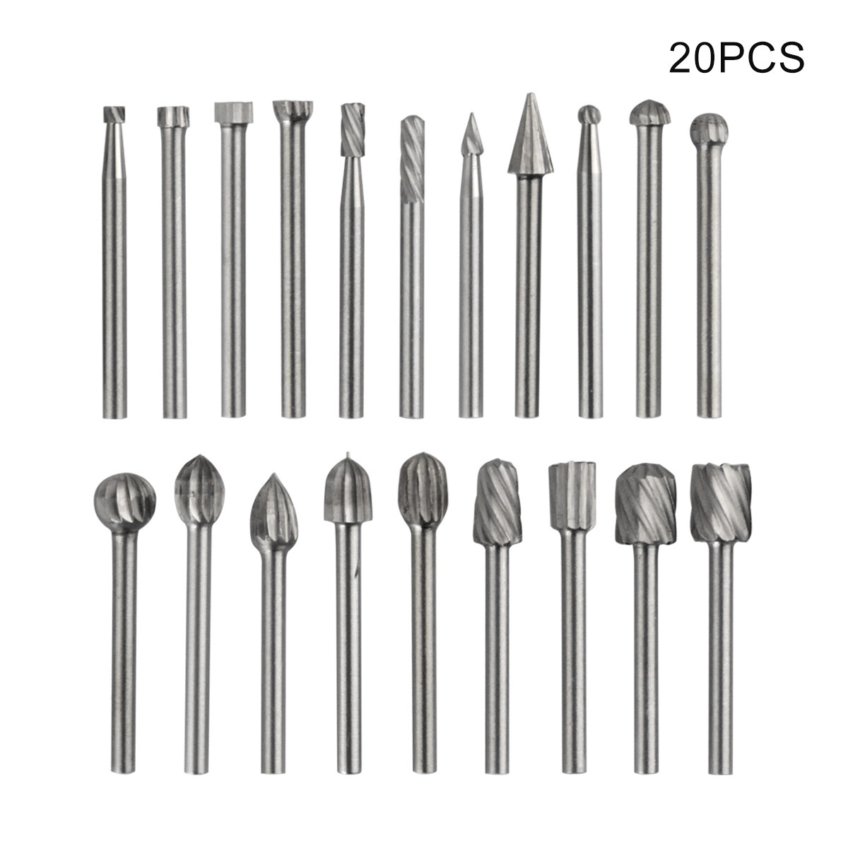 Rotary Burrs Drill Bits For Dremel Set 20 pcs Steel High Speed Wood Carving Tool