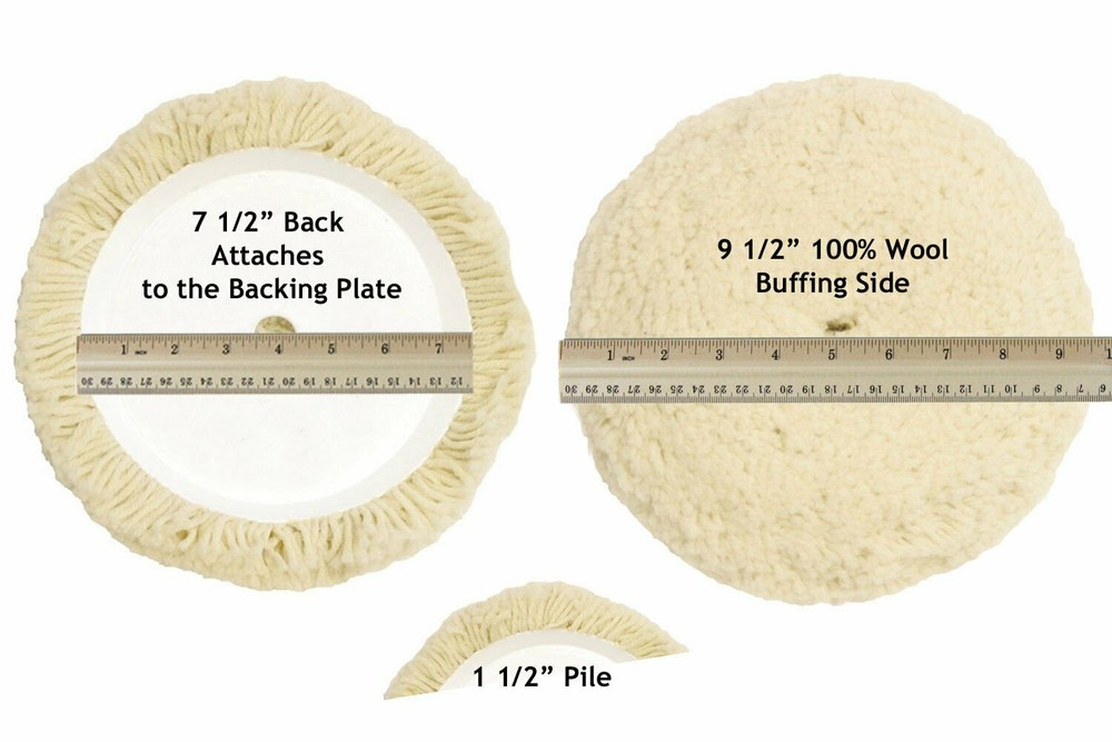 7.5" 100% Wool Hook & Loop Buffing Pad Starter Kit for Compound Cutting