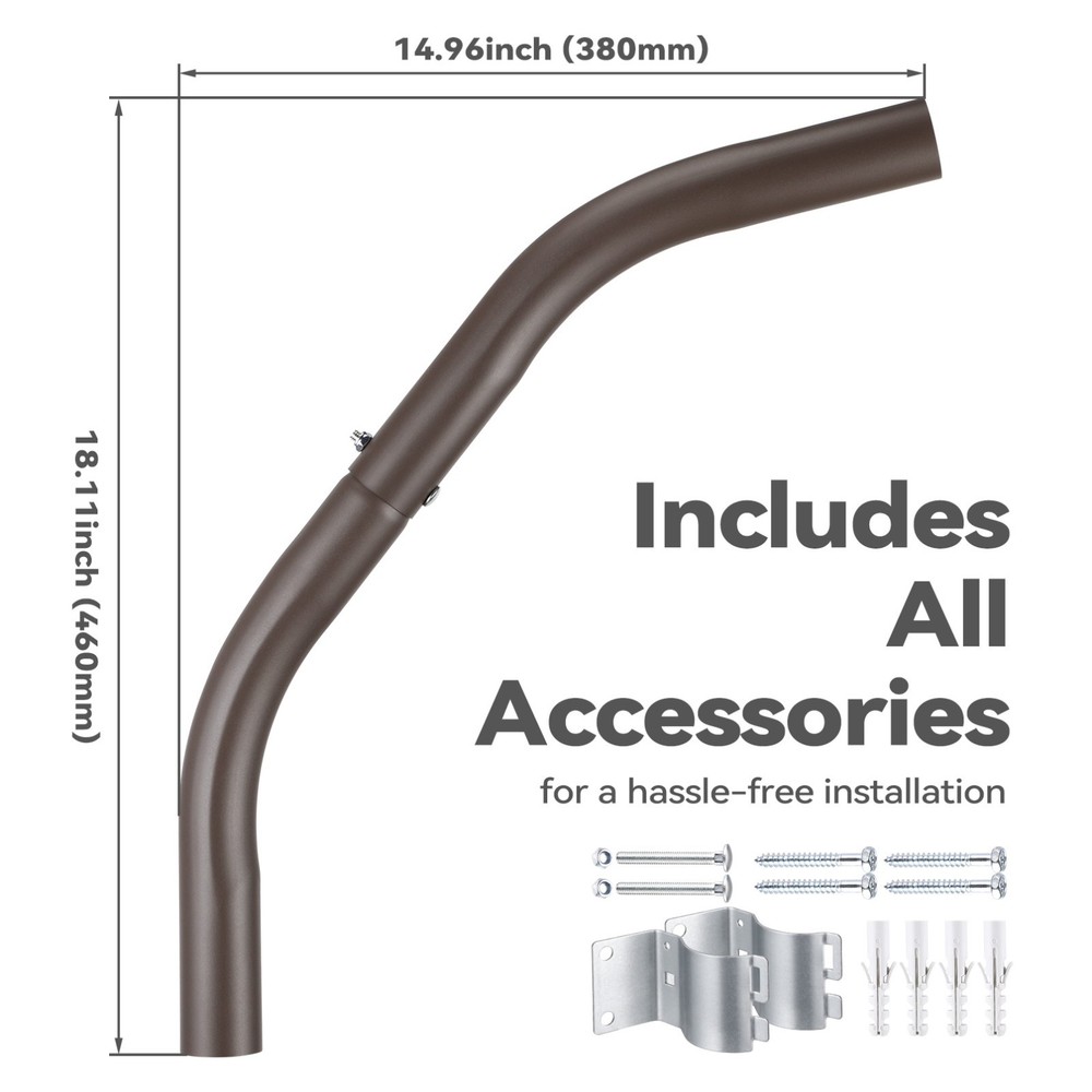 2 Pack Extension Mounting Arm for LED Barnlight, Area Light Mounting Pole, Brown