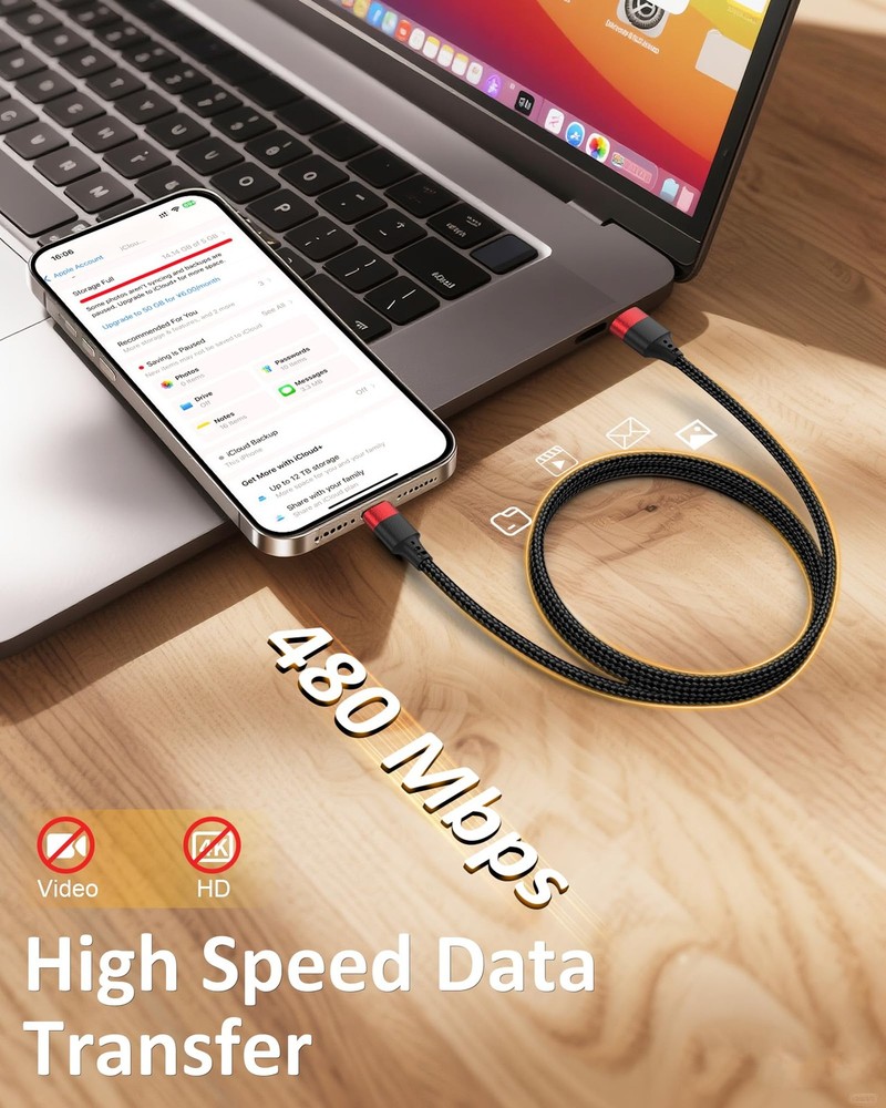 USB to C Cable 3ft, 2 Pack A USBC Cable, Braided Type 3 FT, Black
