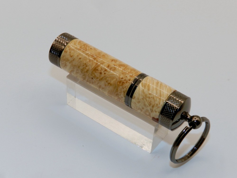 Handmade Key Chain Lighter w/ replaceable flint. Made from Box Elder Burl. #43