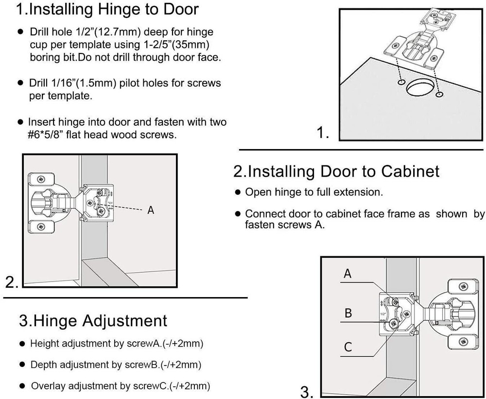 Lot Cabinet Hinges 1/2" Overlay Soft Close Face Frame 105° Compact Handware