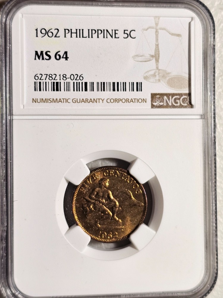 Philippines 5 Centavos 1962 NGC MS 64