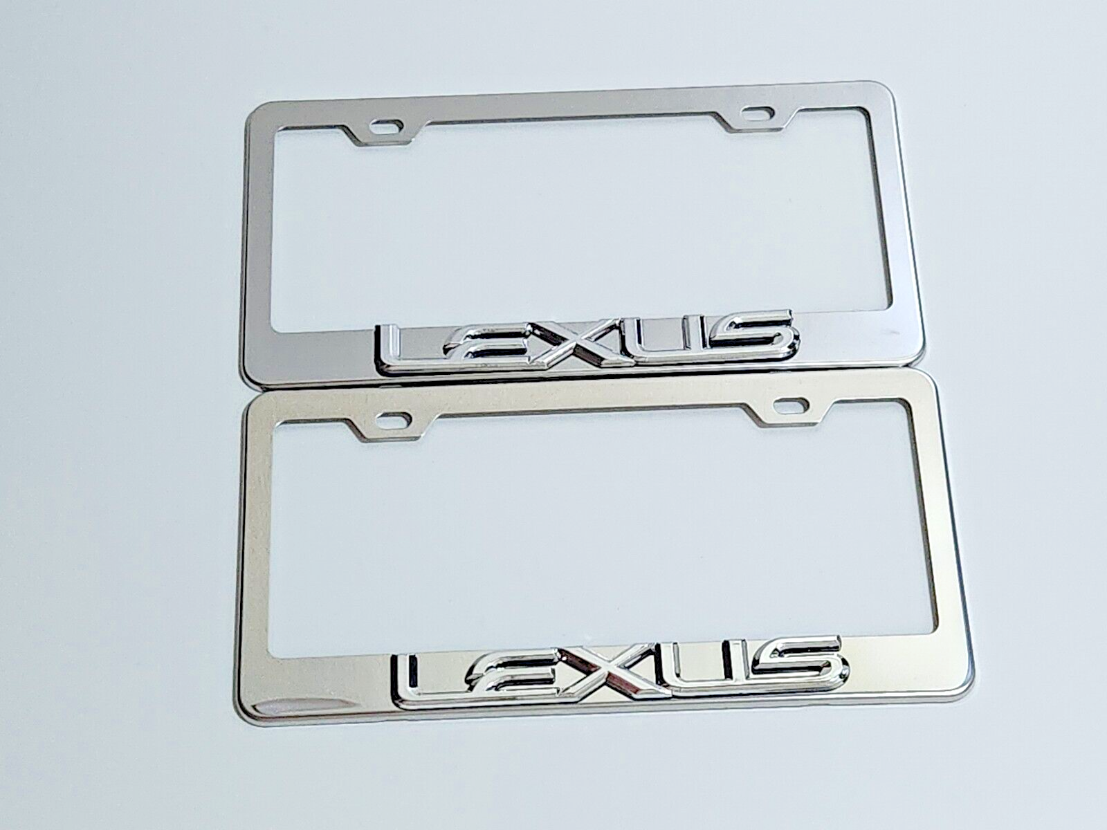 2 pcs Silver License Plate Frame for 3D Lexus Logo