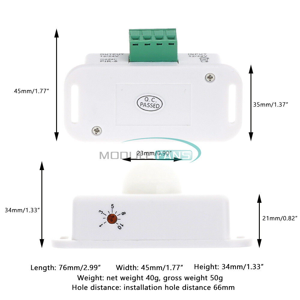 DC 12V-24V 8A/6A Automatic Adjustable Infrared PIR Motion Sensor Switch Module