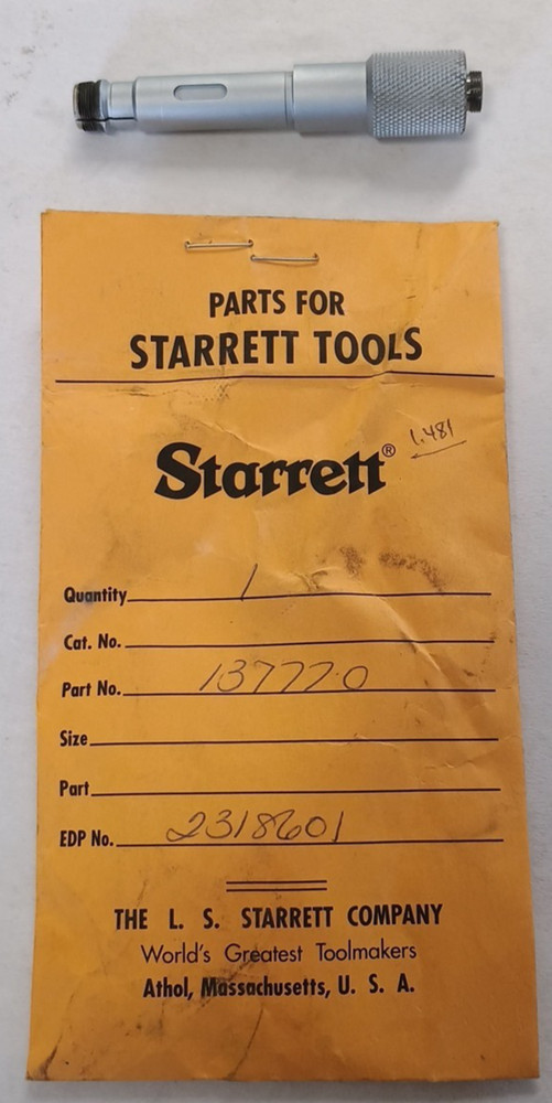 Starrett Stem Sub Assembly PT 1377-0 For Starrett 823