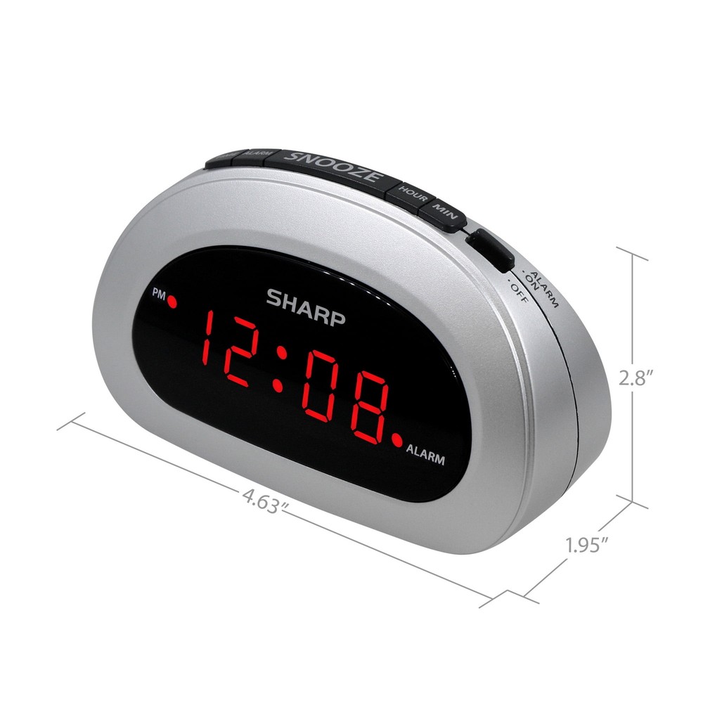 Digital Alarm Clock, Cosmic Silver, Easy to Set Controls, Red LED Display